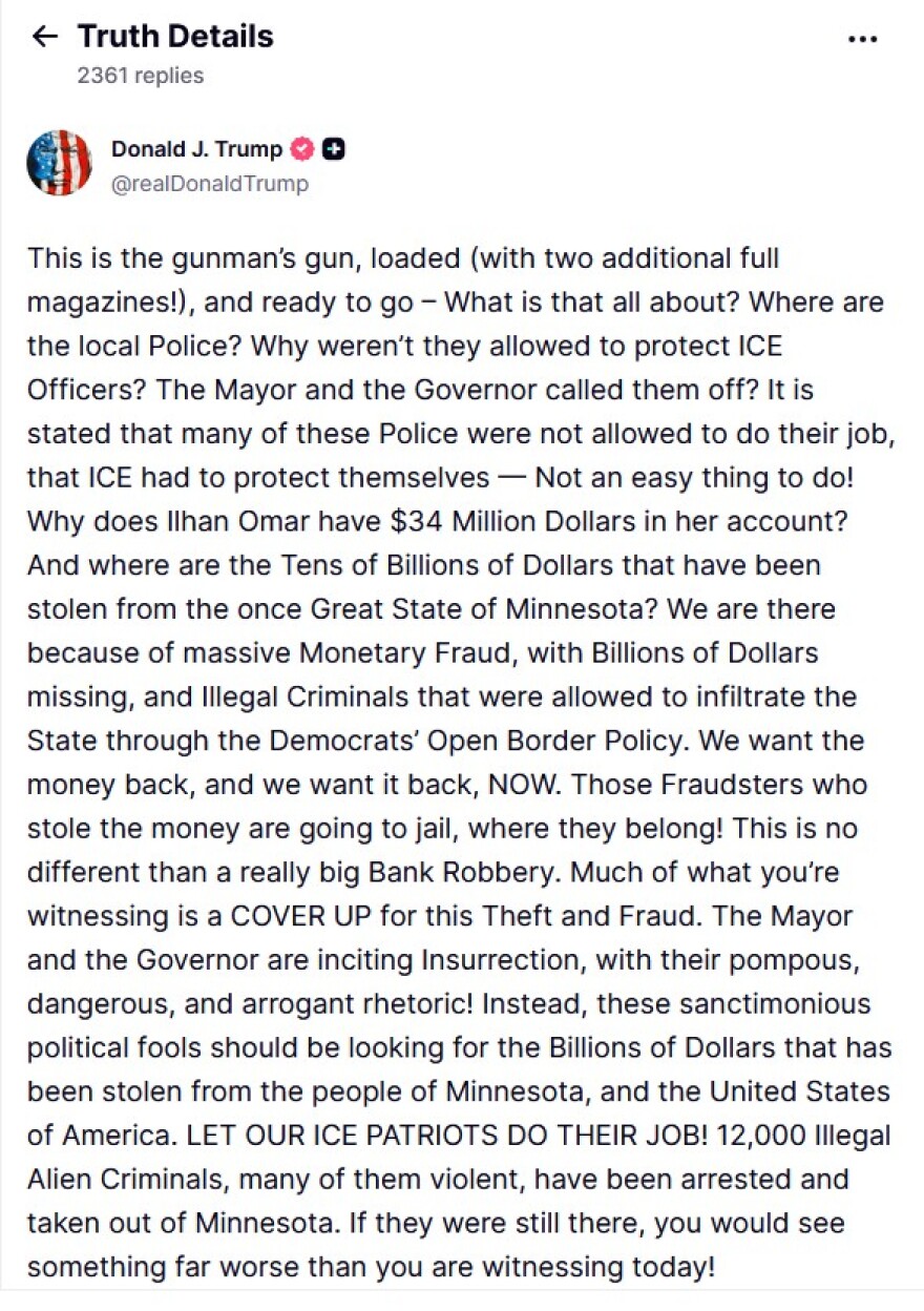 Τραμπ για το αιματηρό επεισόδιο στη Μινεσότα: Αφήστε τους πατριώτες της ICE να κάνουν τη δουλειά τους