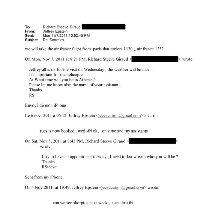 Ο Επστάιν «ζαχάρωνε» τον Σκορπιό, δείτε την αλληλογραφία για την αγορά του νησιού του Ωνάση