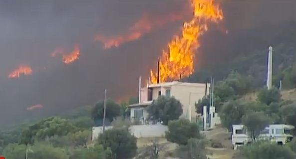Μεγάλη φωτιά σε εξέλιξη στην Κερατέα: Απειλούνται σπίτια [εικόνες]