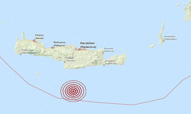 Σεισμός 3,9 Ρίχτερ νότια της Κρήτης