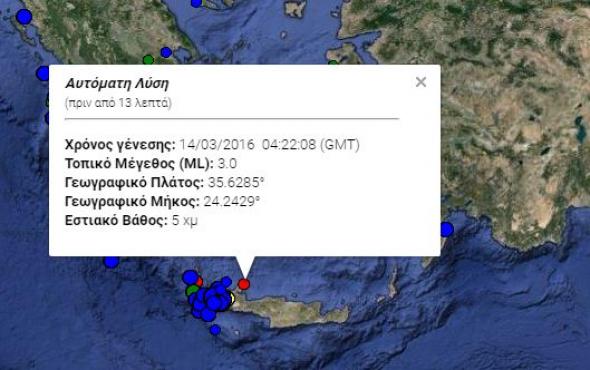 Ασθενής σεισμική δόνηση βορειοανατολικά των Χανίων
