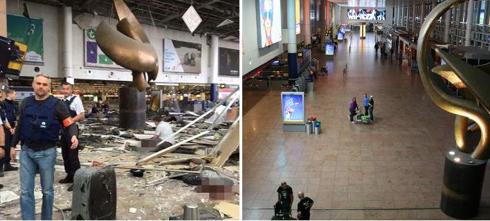 Το αεροδρόμιο των Βρυξελλών πριν και μετά τις επιθέσεις (φωτό)
