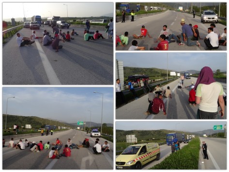 Κομμένη στα δύο η Εγνατία λόγω… διαμαρτυρίας προσφύγων-λάθρο