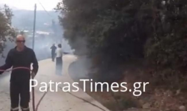 Πάτρα: Φωτιά σε εξέλιξη πλησιάζει κατοικημένη περιοχή (vid)