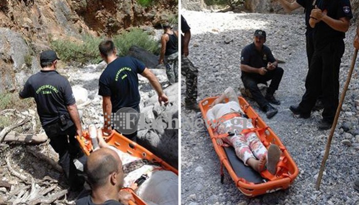 Η στιγμή της διάσωσης 60χρονης τουρίστριας στην Αράδαινα Σφακίων (φωτό, vid)