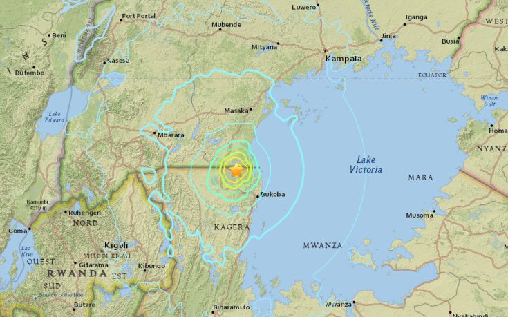 Ισχυρή σεισμική δόνηση 5,7 ρίχτερ βορειοδυτικά της Τανζανίας