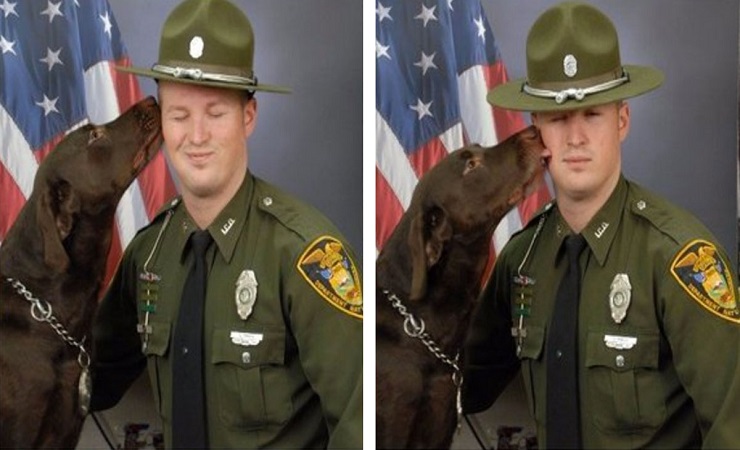 Αστυνομικός προσπαθεί να βγάλει φωτογραφία αλλά το σκυλί του δεν τον αφήνει! (φωτό, βίντεο)