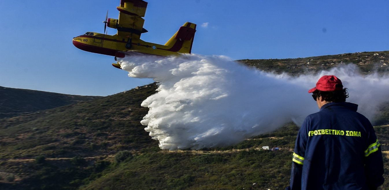 Σε εξέλιξη φωτιά σε δάσος της Εύβοιας