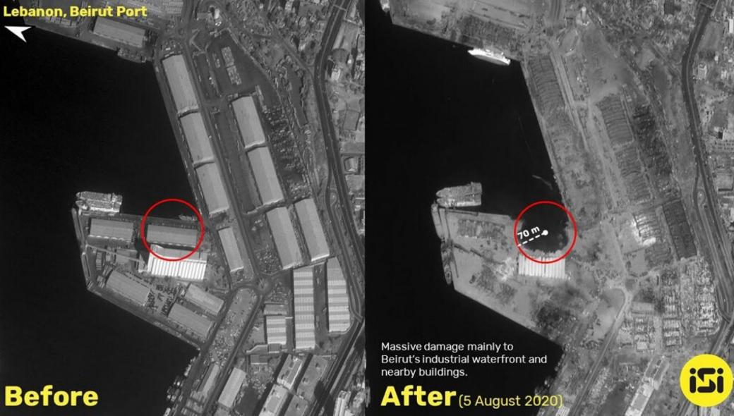 Βηρυτός: Δορυφορικές εικόνες από το σημείο 0 της έκρηξης