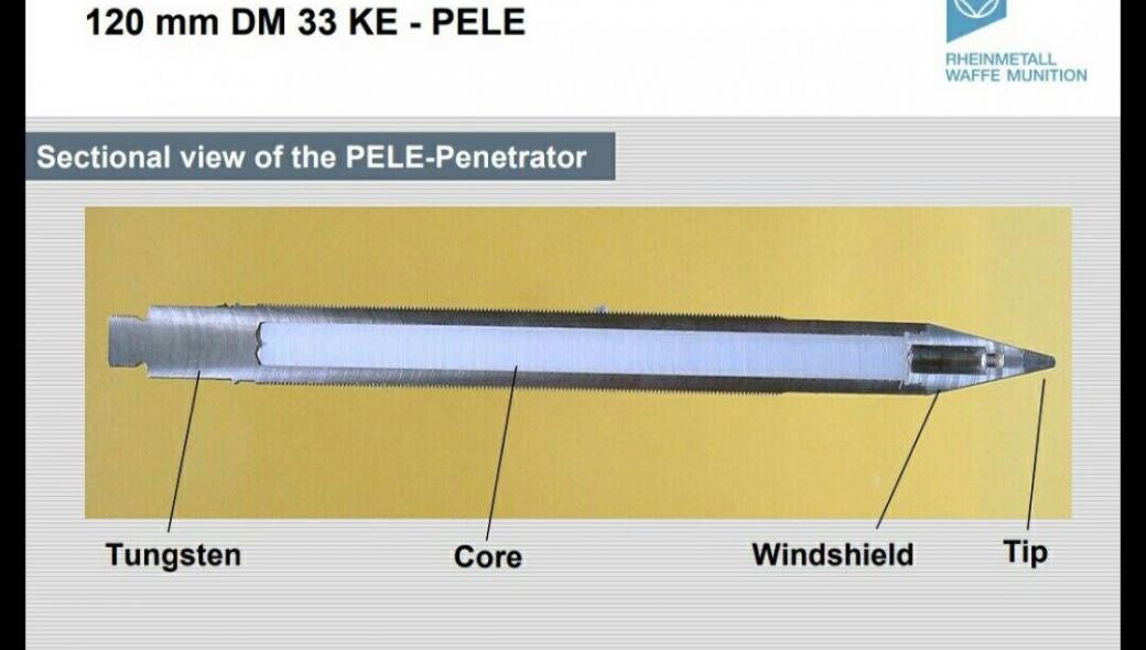 Βολή με βλήμα 120 χιλιοστών DM33 PELE APFSDS κατά LEO1