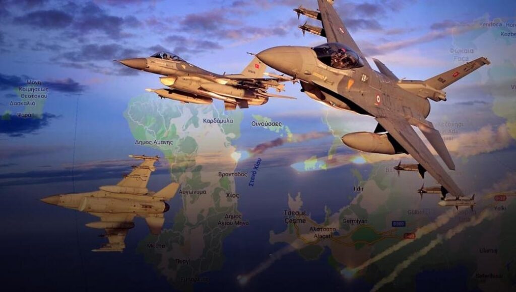 Τουρκικά μαχητικά F-16 πέταξαν πάνω από Οινούσσες και Παναγιά