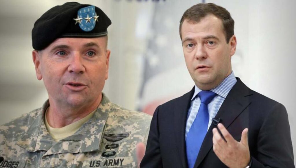 Ν.Μεντβέντεφ: «Δεν μας τρομάζουν διάφοροι συνταξιούχοι ηλίθιοι Αμερικανοί με ρίγες στρατηγών»