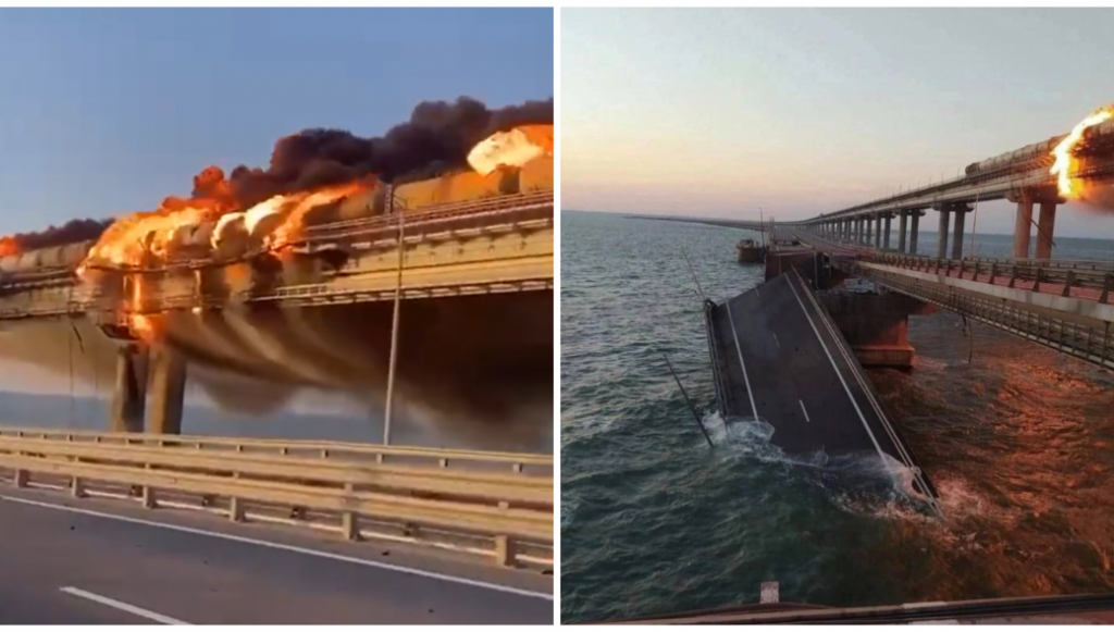 Νέο βίντεο με τα αποτελέσματα της έκρηξης στη γέφυρα της Κριμαίας