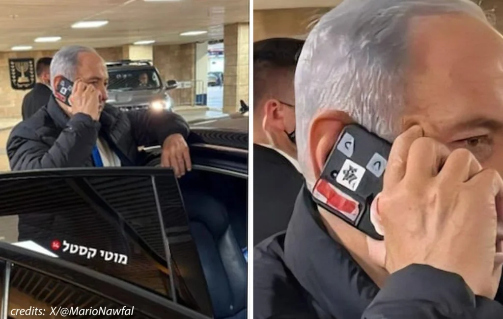 Ο Μ.Νετανιάχου εμφανίστηκε με κινητό που είχε κλεισμένη την κάμερα με ταινία