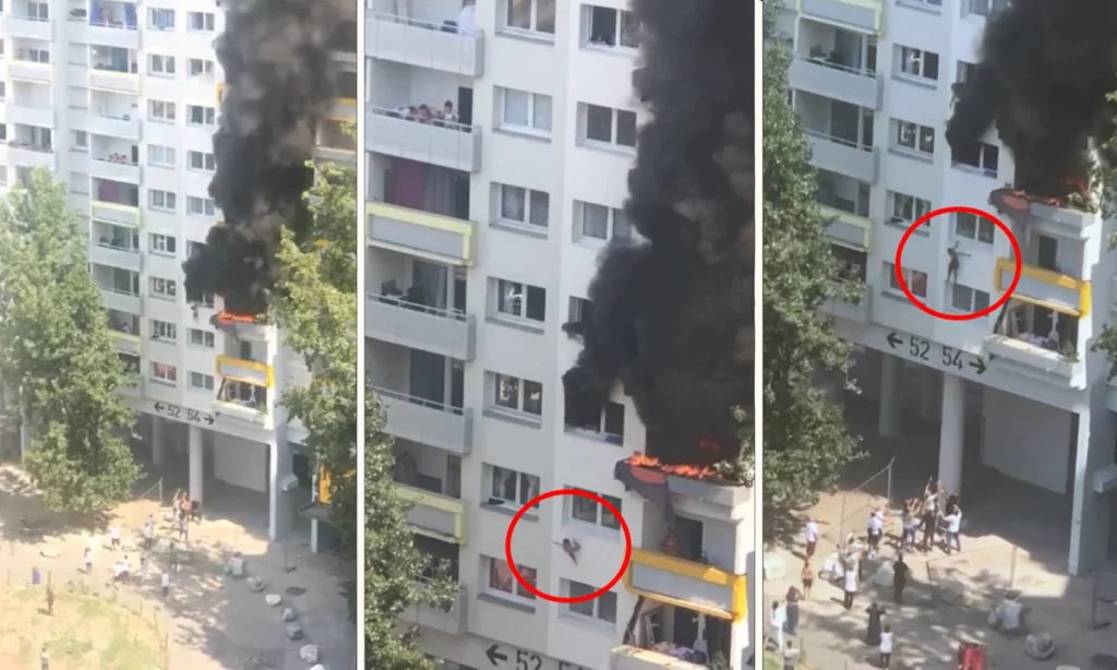 Βίντεο: Δύο παιδιά πέφτουν από ύψος 9 μέτρων σε φλεγόμενο κτίριο στην Γκρενόμπλ και σώζονται από το πλήθος