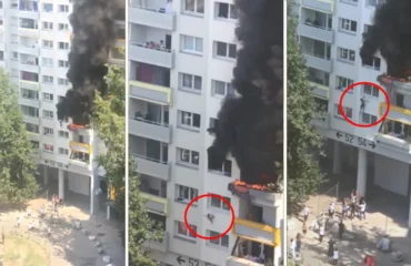Βίντεο: Δύο παιδιά πέφτουν από ύψος 9 μέτρων σε φλεγόμενο κτίριο στην Γκρενόμπλ και σώζονται από το πλήθος