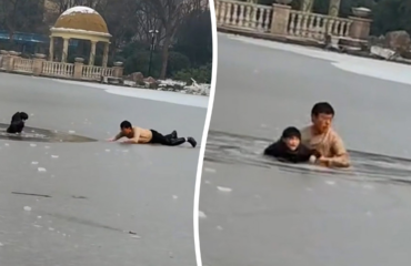 Βίντεο: Άντρας στην Κίνα έσπευσε να σώσει ένα παιδί από παγωμένη λίμνη και παραλίγο να πεθάνει