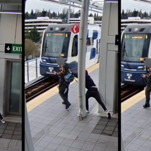 Βίντεο: Η στιγμή που σχιζοφρενής πλησιάζει άνδρα και να επιχειρεί τον σπρώξει σε διερχόμενο συρμό στο Σιάτλ