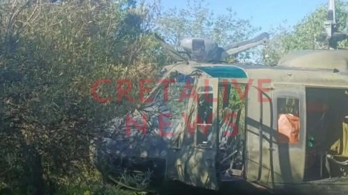 Κρήτη: Με Chinook απομακρύνθηκε το ελικόπτερο ΑΒ-205 που πραγματοποίησε αναγκαστική προσγείωση (φωτο)