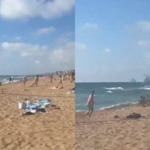Βίντεο: Ρουκέτες της Χεζμπολάχ έπεσαν κοντά σε λουόμενους σε παραλία στο Ισραήλ