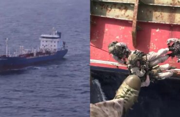 Κόλπος του Ομάν: H στιγμή της διάσωσης του πληρώματος του πετρελαιοφόρου που κτυπήθηκε από αμερικανικό μαχητικό
