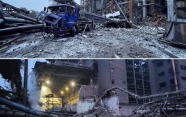 Νέες εικόνες με τις εκτεταμένες ζημιές σε μεταλλουργική μονάδα στη Ζαπορίζια μετά τα ρωσικά πλήγματα