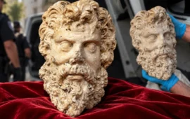 Τουρκία: Εντοπίστηκε μαρμάρινο κεφάλι του Δία ηλικίας 2.000 ετών στη Σμύρνη (φώτο)